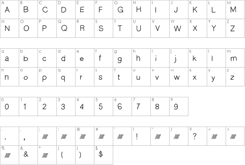 WildThang font character map preview
