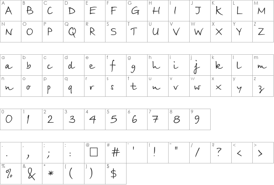 BirchCTT font character map preview