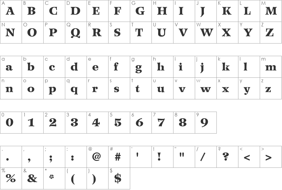 Wilke95-Black font character map preview