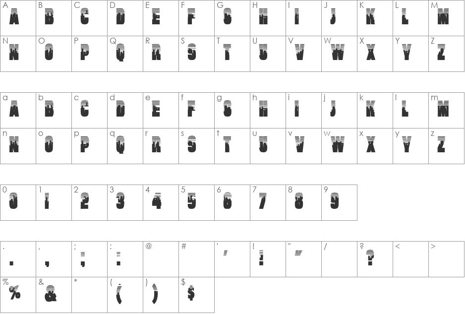 Will Bold font character map preview