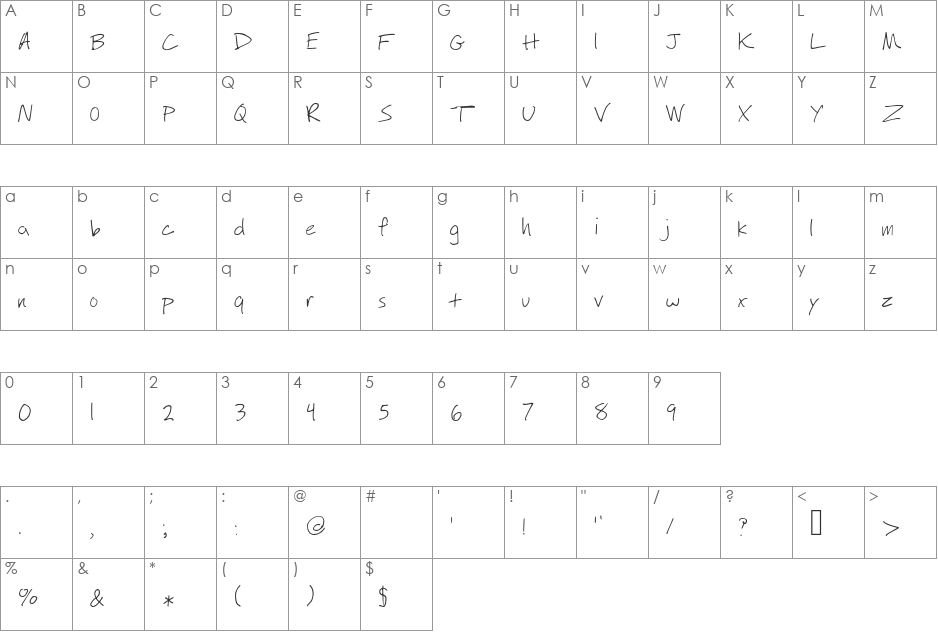 WILL RETRY font character map preview