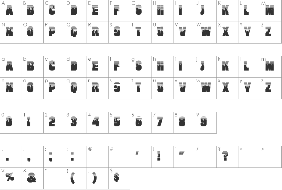 Will Wd Bold font character map preview