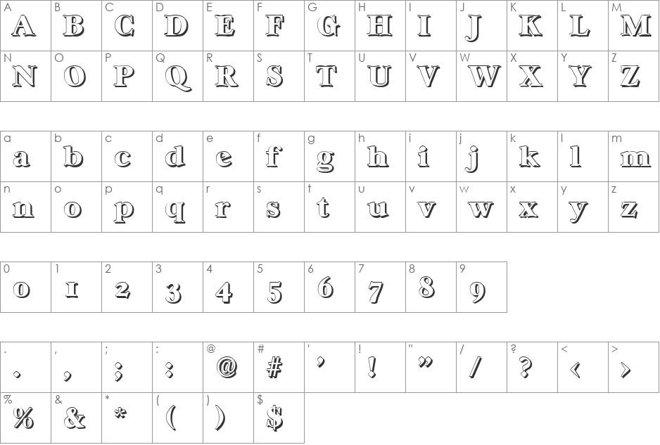 WilliamBeckerShadow-Heavy font character map preview