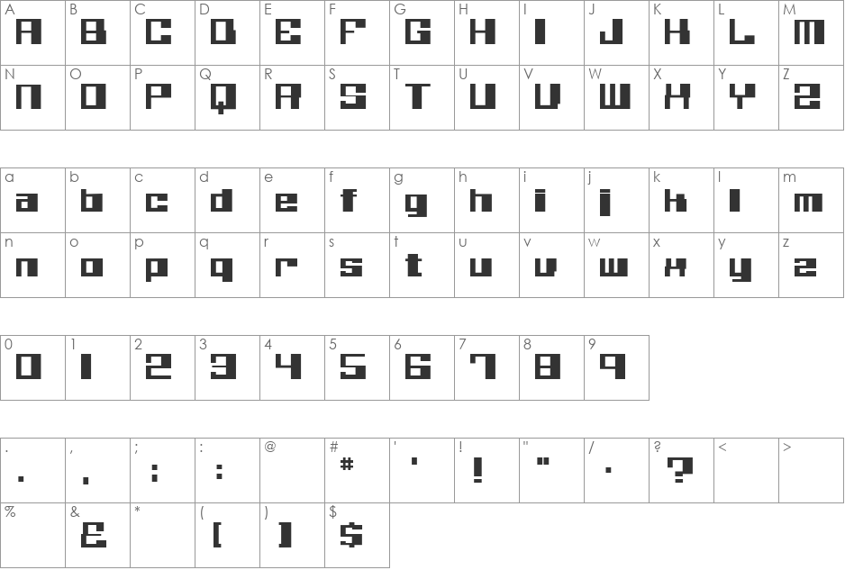 Willow Square font character map preview
