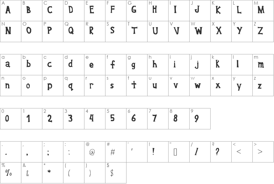WillyouCallmyName font character map preview