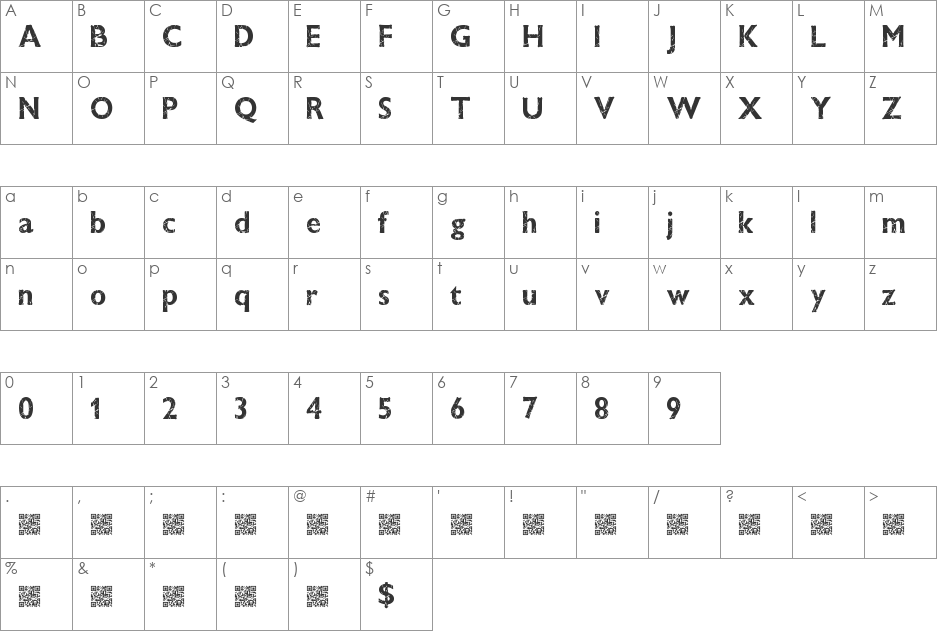 WindowCrash font character map preview