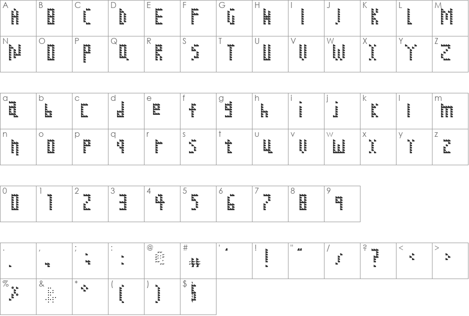 Windpane font character map preview