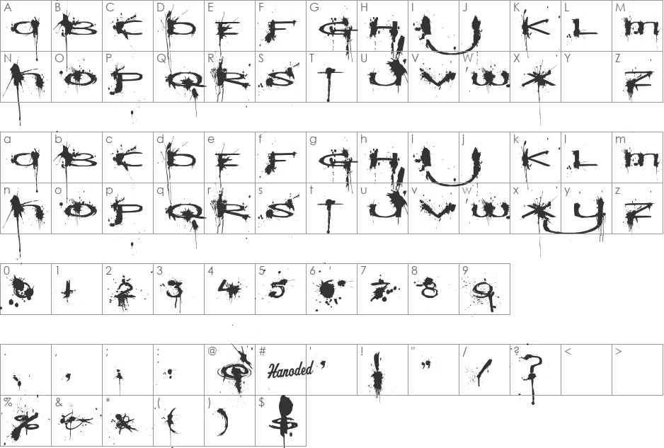 Windshield Massacre font character map preview