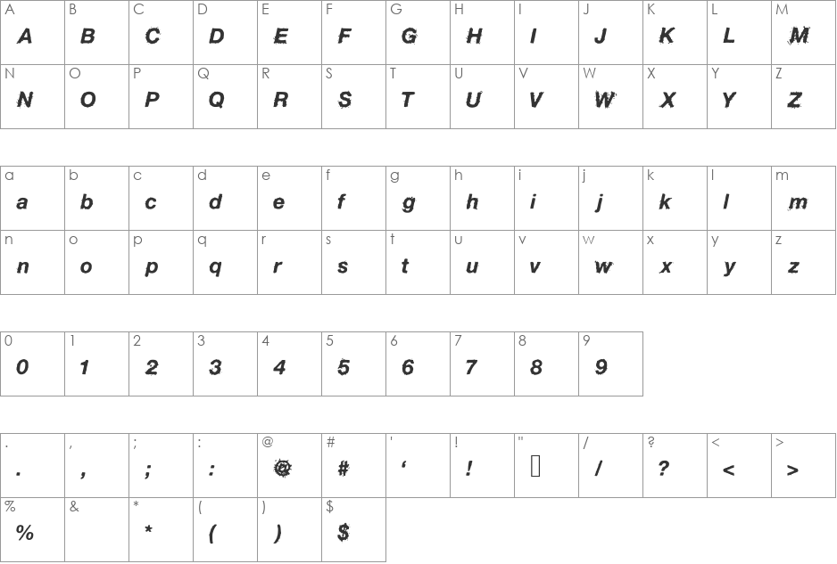 BirdFly font character map preview