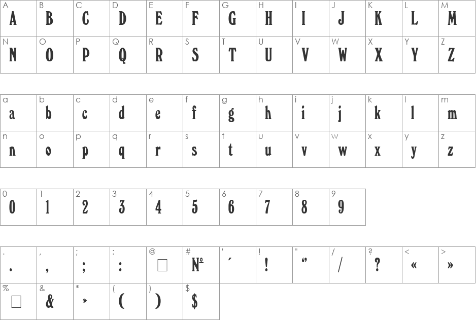 Windsor_DG font character map preview