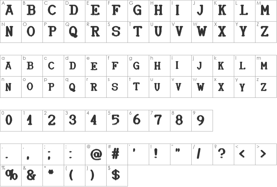 Windy day font character map preview