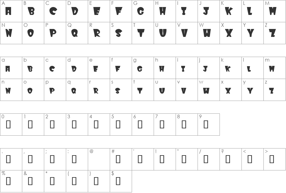 WinksFilled font character map preview