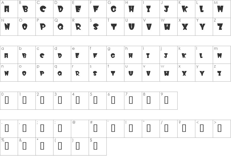 WinksFilled font character map preview