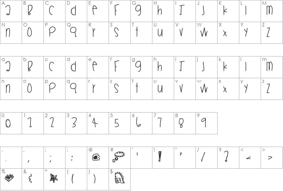 WinnersParade font character map preview