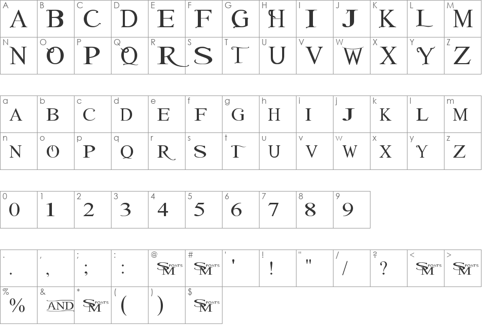 winob font character map preview