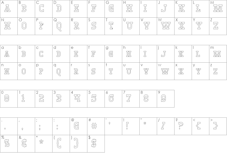 Winslett font character map preview