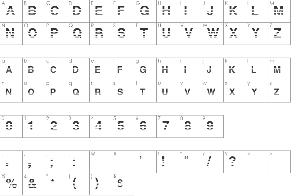 Winter font character map preview