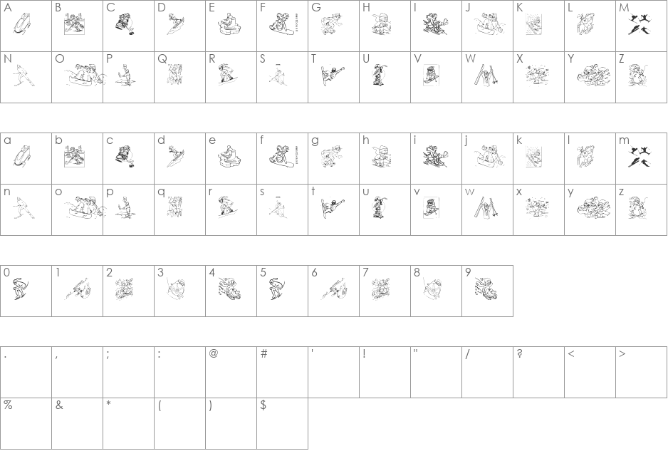Winter Sport font character map preview