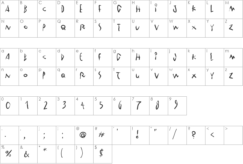 WinterCoat font character map preview