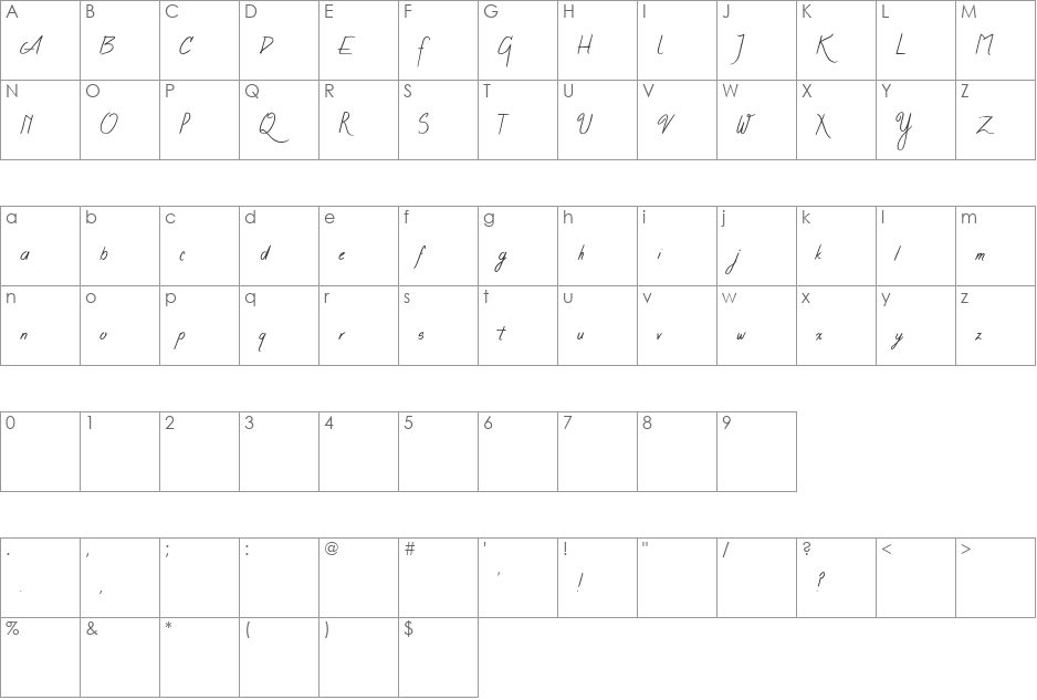 Wintered Debts font character map preview