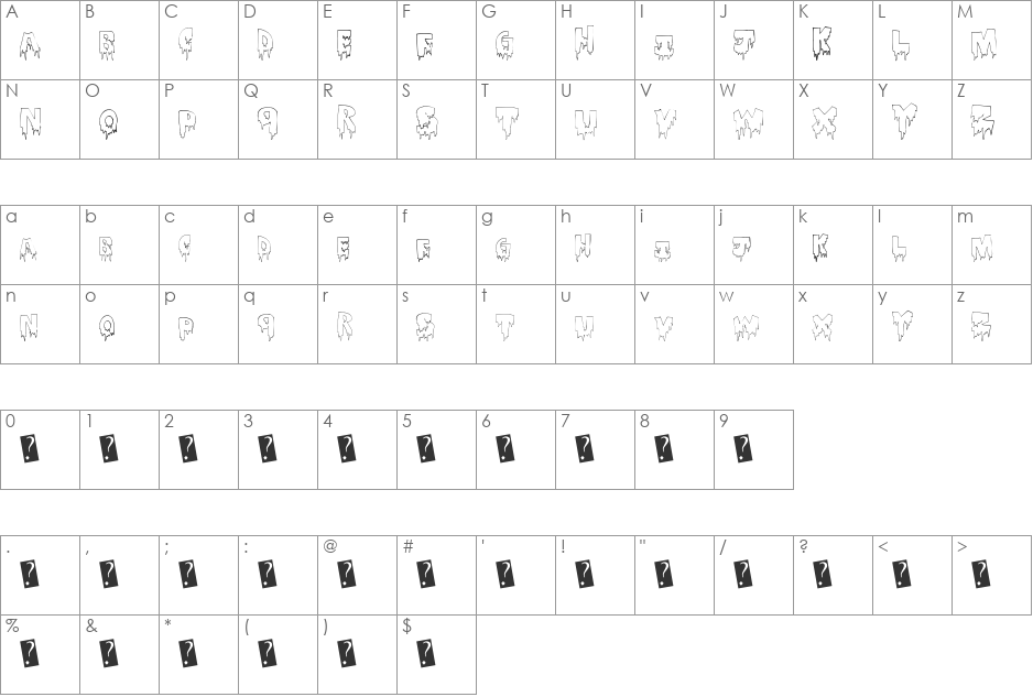 WinterIce font character map preview