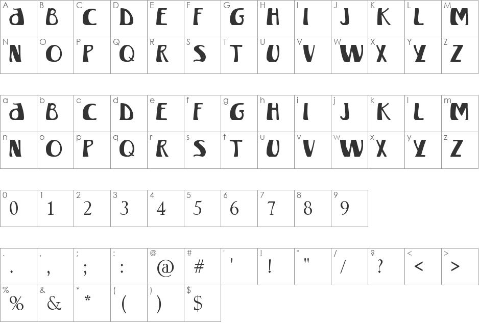 Winterland [MKII] font character map preview