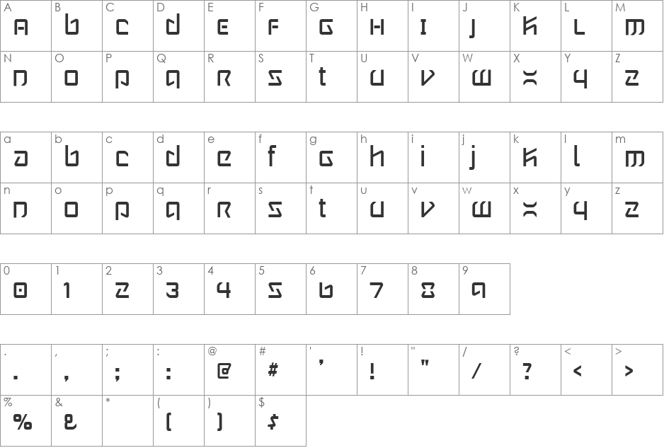 Wintermute font character map preview
