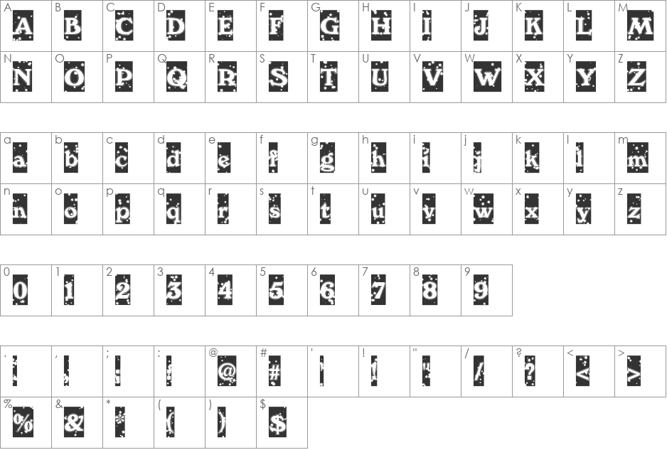 WinterNight DB font character map preview