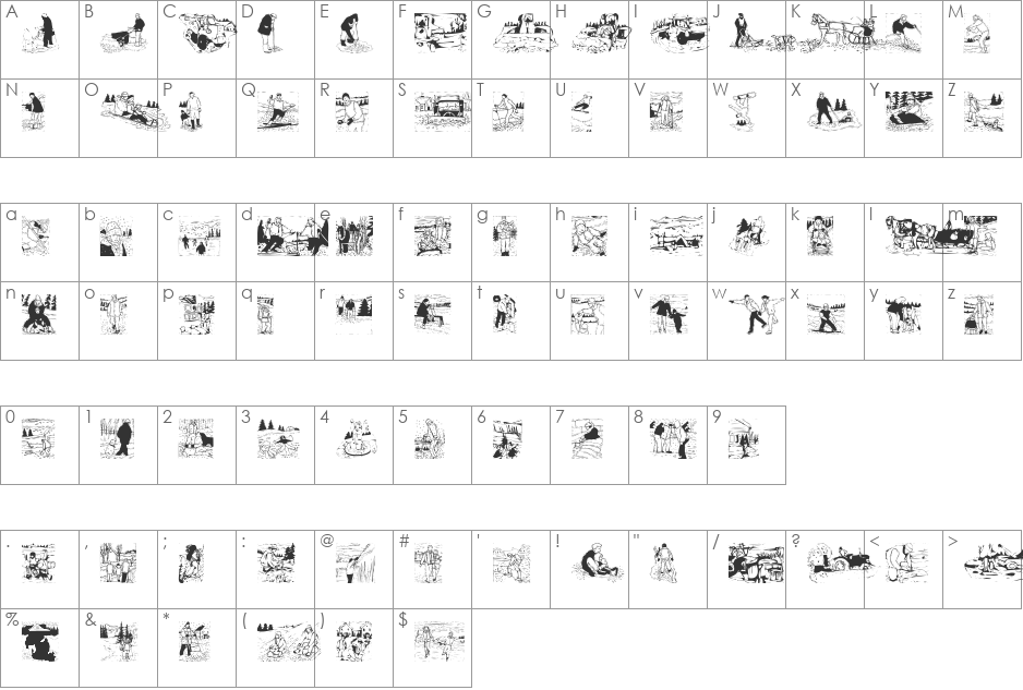 WintersAbstract font character map preview