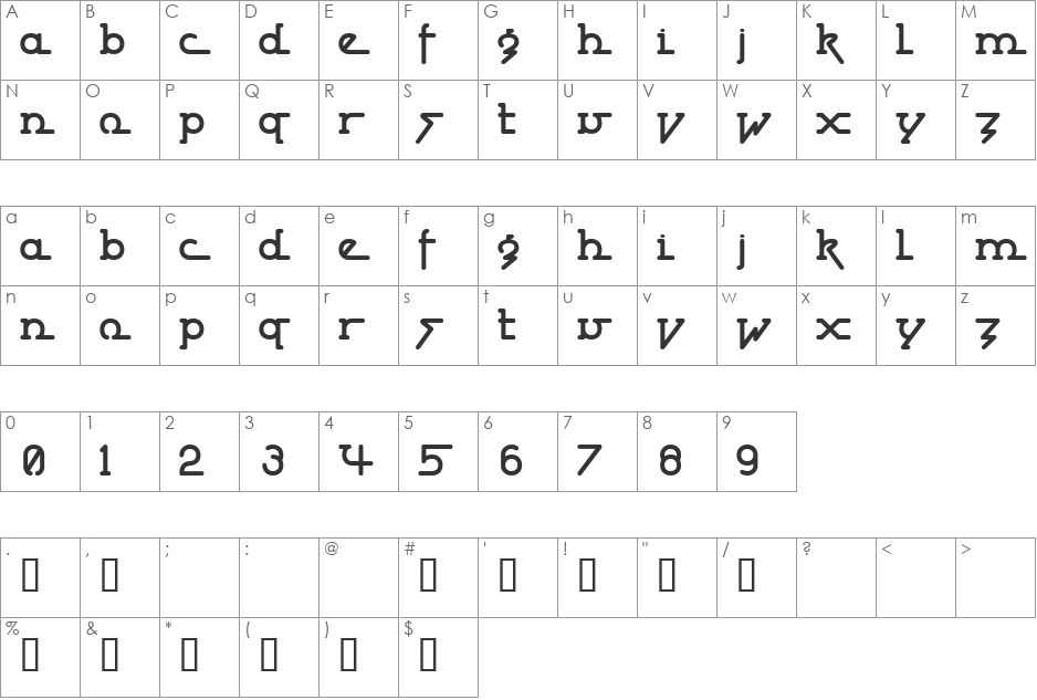 Wire Worx font character map preview