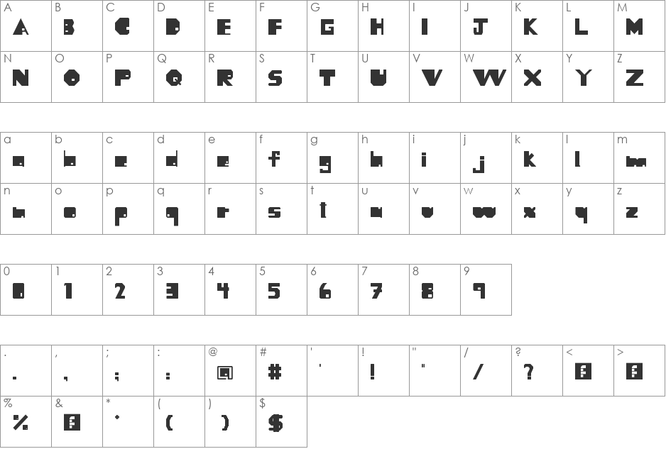 WiReLeSS font character map preview