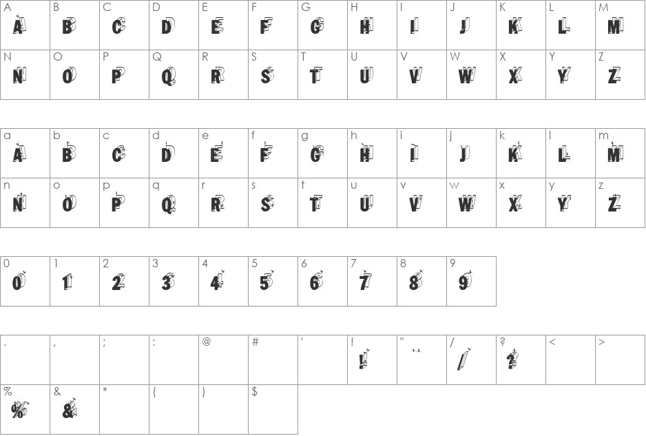 WirewalkersVertigo font character map preview