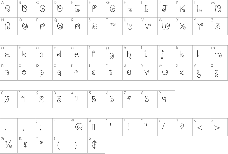 WischyStylus font character map preview