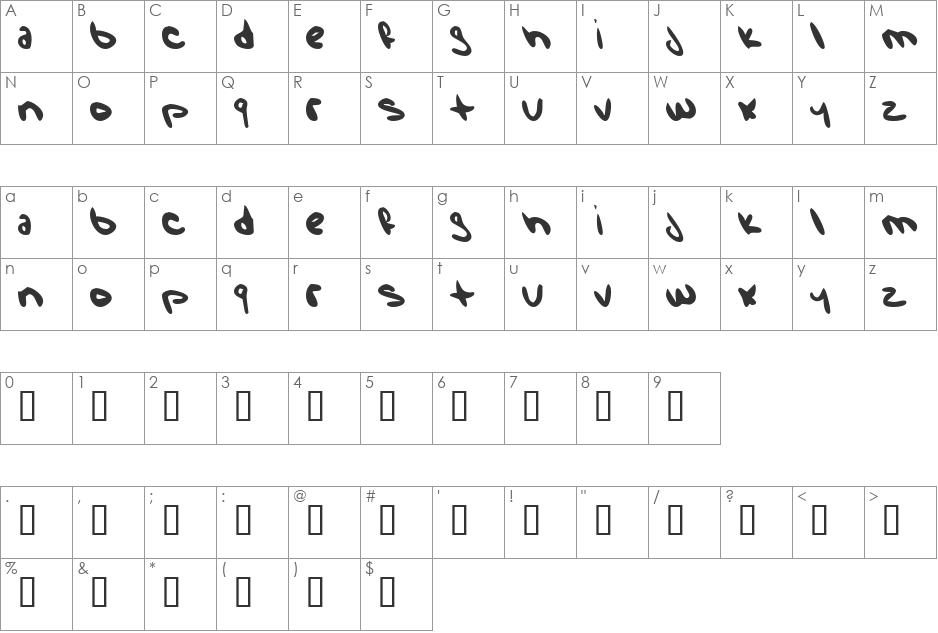Wise Rabbit Says font character map preview