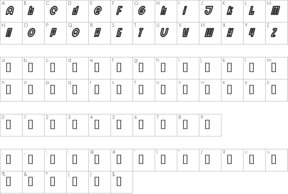 Wit font character map preview