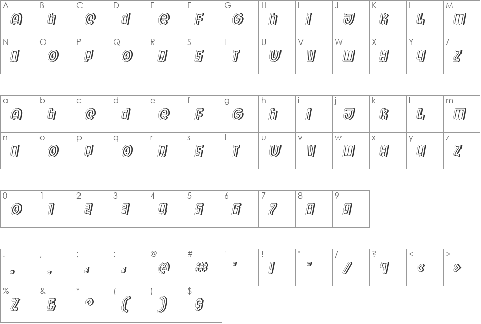 Wit Bold SolidOne font character map preview