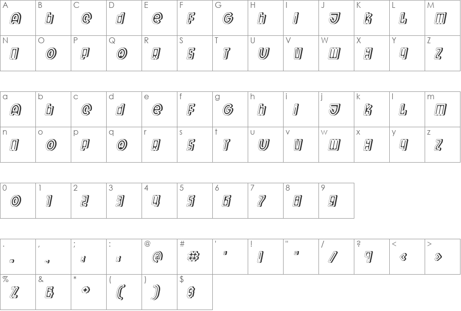 Wit Bold SolidTwo font character map preview