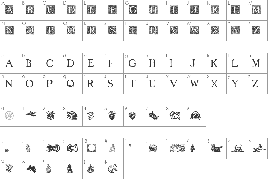 Witch Hunt font character map preview