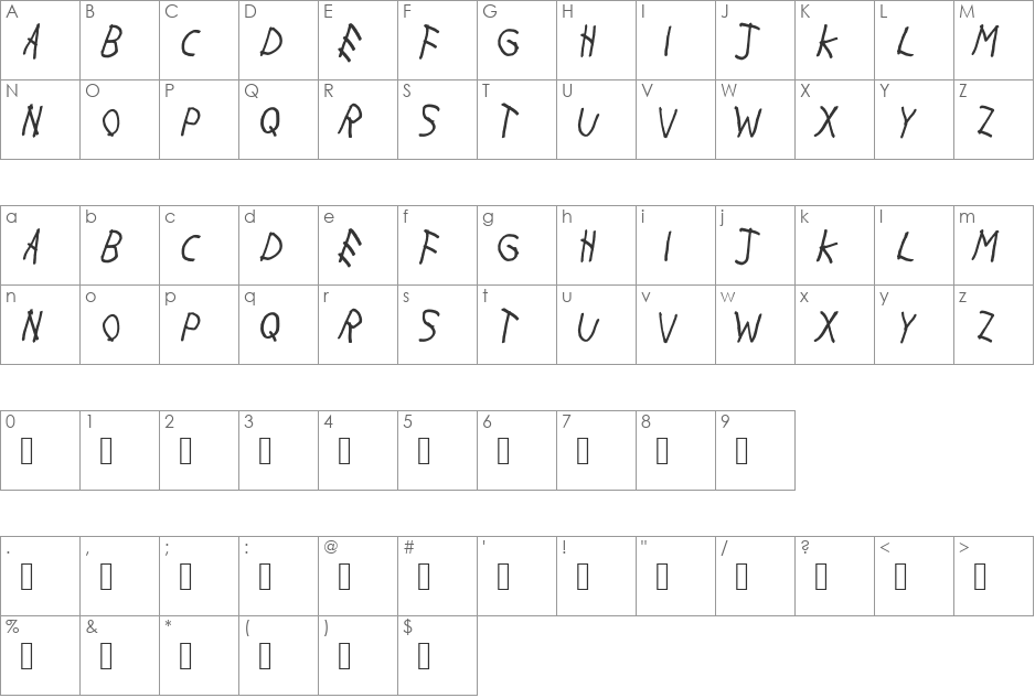 With My Woes font character map preview