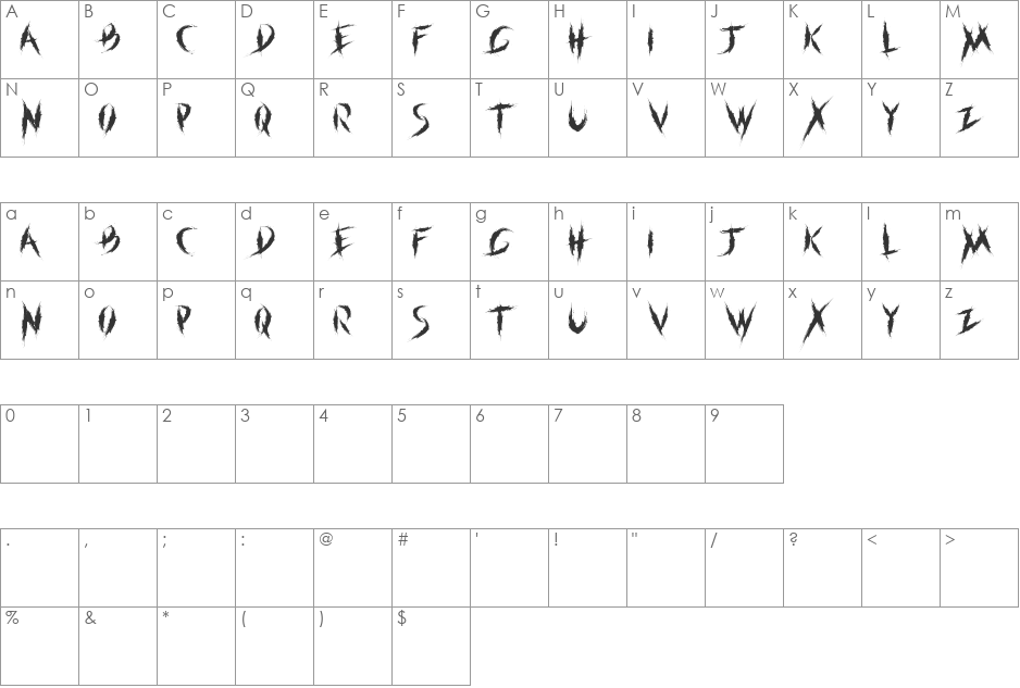 within destruction font character map preview