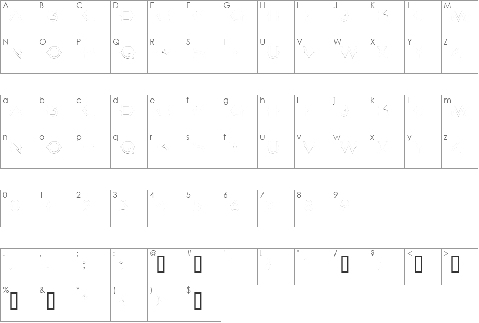 Without font character map preview