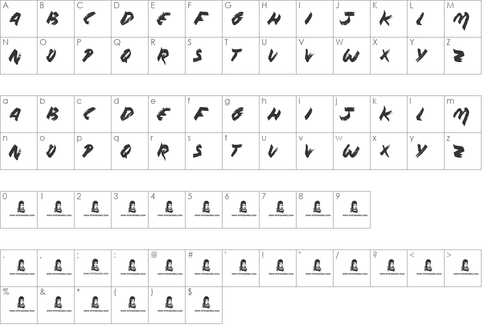 Without Notice font character map preview