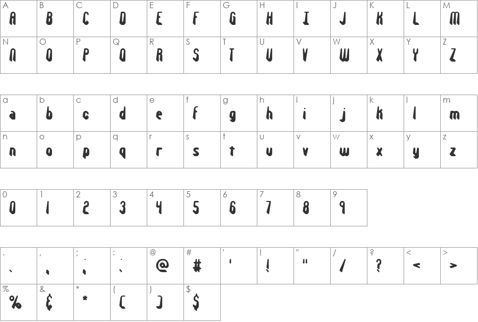 Withstand (BRK) font character map preview