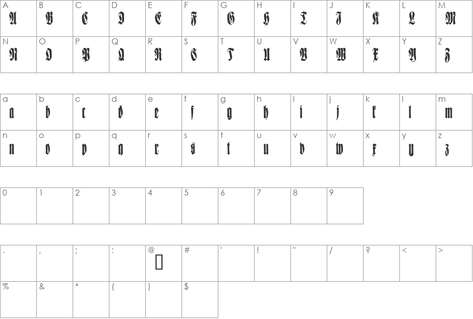 Wittenbach Demo font character map preview