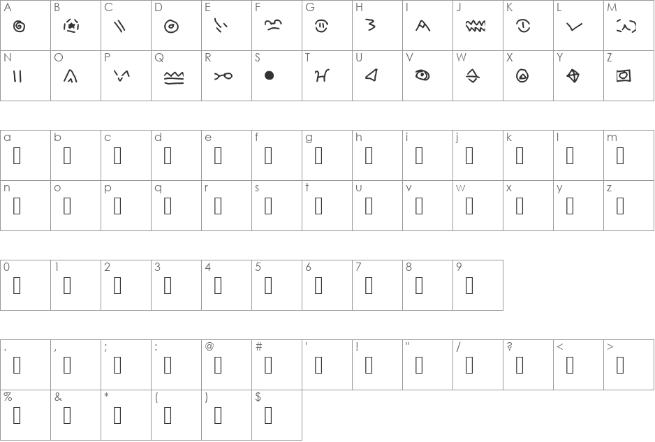 WIZARDOLOGY font character map preview