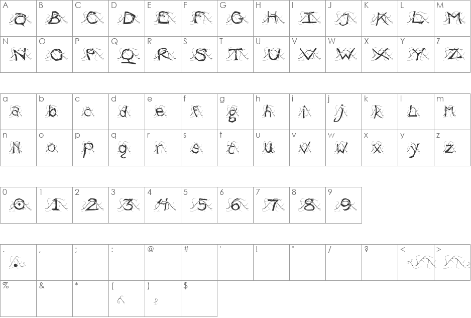 WL EntangleMental font character map preview