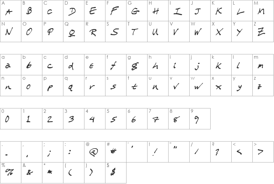 WL Scrawl My Children font character map preview