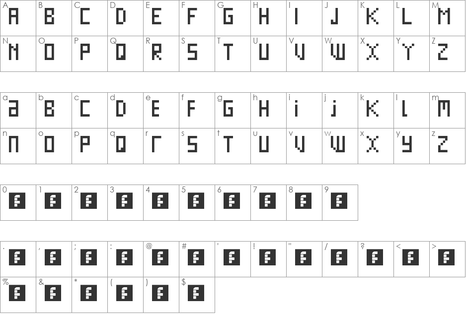 WLM Boring Old Teletext UC font character map preview