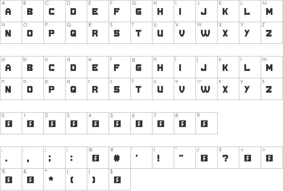 WLM Carton font character map preview