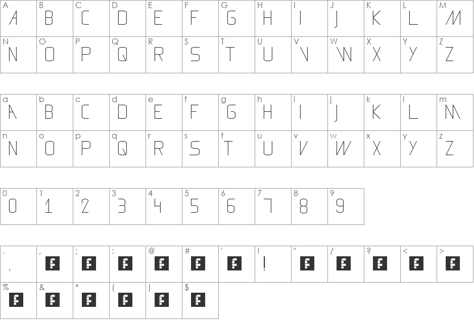 WLM Connecto font character map preview